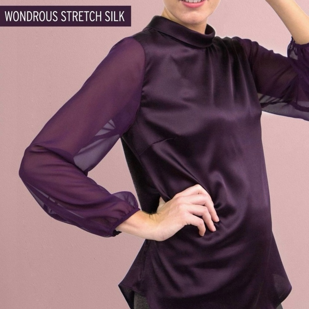 Betabrand Washable Stretch Silk Top | Small | Rich Purple | Excellent Condition